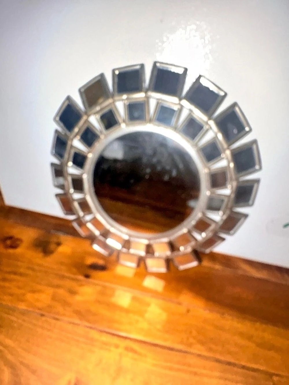 Round Geometric starburst aluminum Wall Mirror 15 inches
